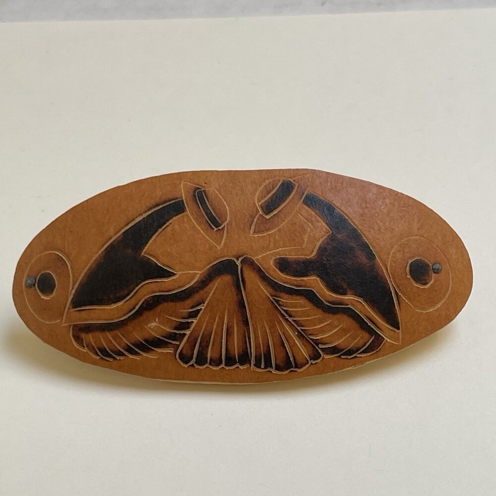 Wooden BarretteSpring‎ Hair Clip Brown Hand Painted